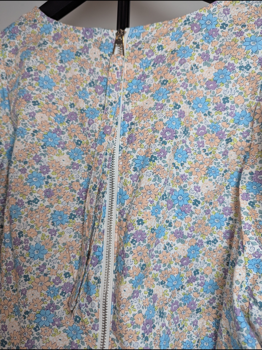 Mable Women's Size S Long Ditsy Floral Puff Sleeve Cotton Dress Whimsical - Picture 10 of 12